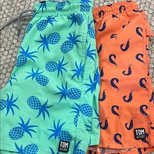 Tom & Teddy Green and Orange Nautical Swim Shorts size 11/12